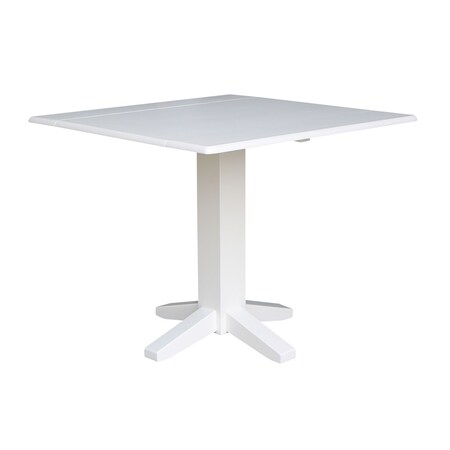 International Concepts Round 36 in Square Dual Drop Leaf Dining Table, White, 36 W, 36 L, 30 in H, Wood, White T08-36SDP